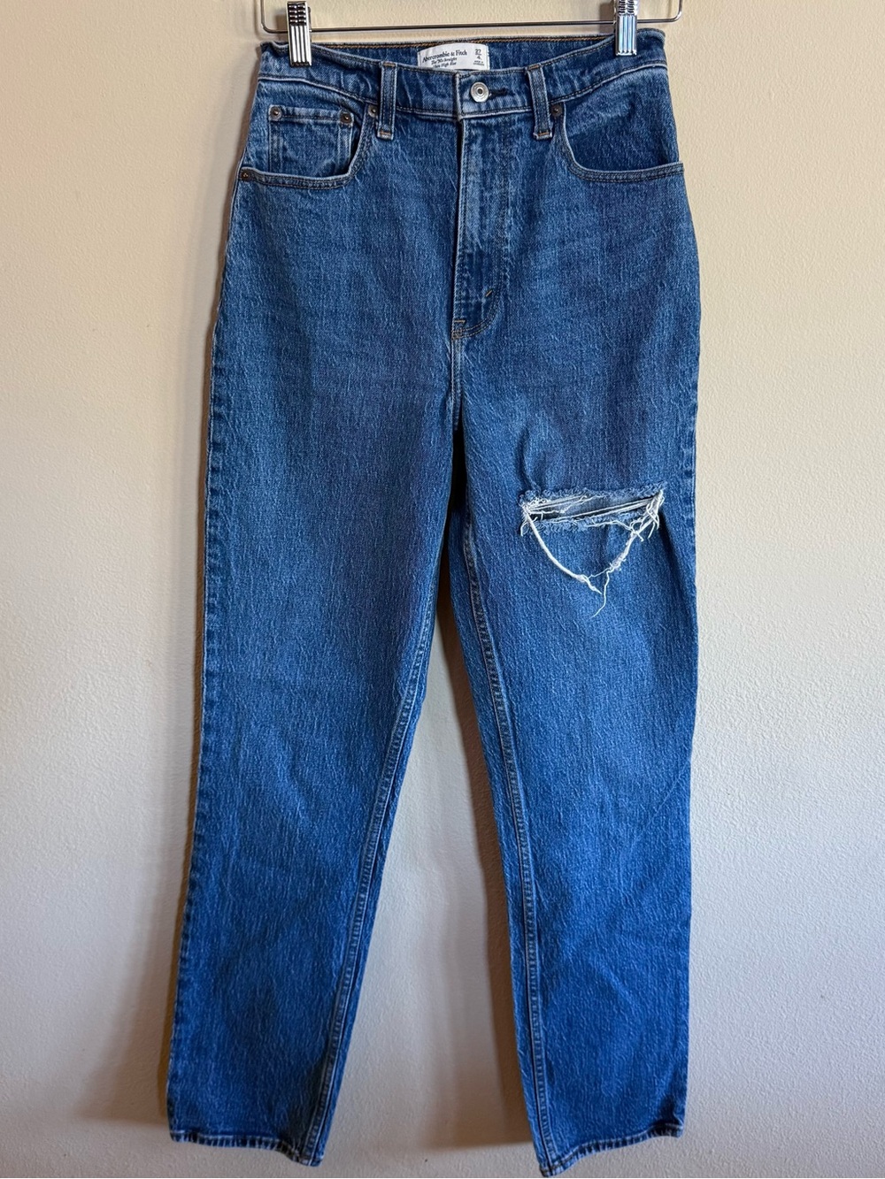 Abercrombie & Fitch Blue Relaxed Jeans with Distressed Knee